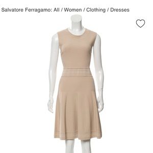 Salvatore Ferragamo Beige Pleated Dress